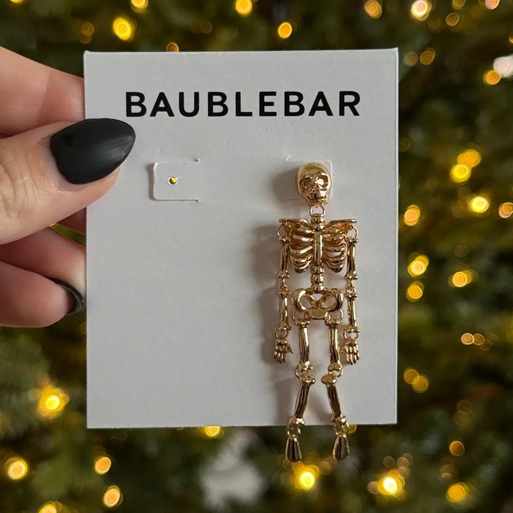 Baublebar Drop Dead Hottie Gold Skeleton Earring